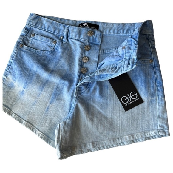 OJG Dip Dye! Mid Length Light Ombré Acid Wash Denim Shorts 5 Pockets Size 28 / 6 - Picture 5 of 9